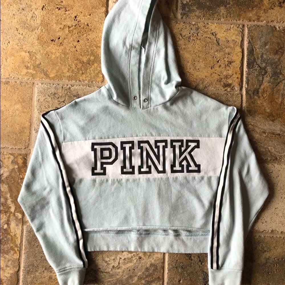 Victoria’s Secret PINK Pullover Crop Top Teal/Mint Hoodie